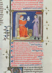 Ms 126 fol.200v En läkare som utför en urinanalys, från ett manuskript av Rhazes (Ibn Zakariya) (860-c.923) av French School