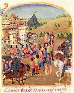 Ms 1335 fol.217 Krigets elefanter, från Vie d