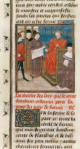Ms. 149t.3 fol.175 v Charter of the Laws that Greve Baudouin VI av Hainault beordrar för freden i landet Hainault av French School
