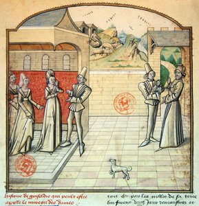 Ms 1560 Griseldis och hennes man Marquis de Saluces, illustration från 