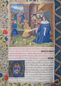 Fru 1581 f. 897v Illustration från bok XX (från prokuratorn Fadus till Florus), kapitel 1 i judarnas antikviteter (Antiquitates Judaicae) av Flavius Josephus - Hur efter Agrippas död, av French School