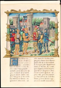 Ms 18 f.32v Konflansfördraget mellan Ludvig XI och Karl den djärve, hertig av Bourgogne, oktober 1465, från Philippe av Commines memoarer (1445-1509) av French School