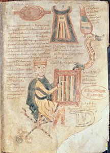 Ms 18 fol.13 Kung David spelar ett psalter, från en psalter av French School