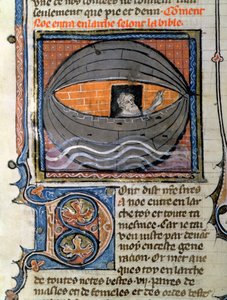 Ms 22 Noah släpper duvan, från en bibel av French School