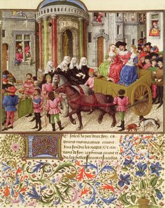 Ms 2617 Theseus gör ett triumferande intåg i Aten, från La Teseida, av Giovanni Boccaccio (1313-75) 1340-41 av French School
