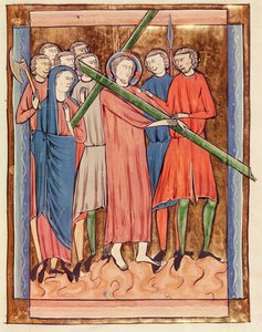 Ms 3016 fol.16 Kristus bär korset, från Psautier a l