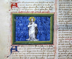 Ms 313 Gud omgiven av änglar, från Bible des Grands Augustins av French School