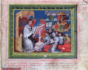 Ms 313 School Scene, från Bible des Grands Augustins, 1494 av French School