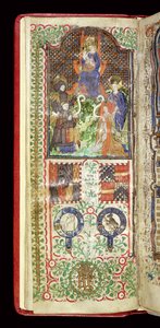 Ms 40-1950, f.7v: Dedikationssida från en timbok tillhörande John Talbot, c.1424 av French School