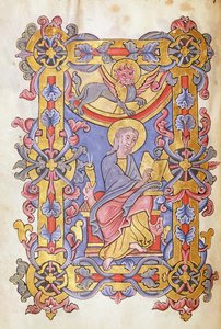 Ms 479 fol.53 St. Markus, från Evangelierna i Abbaye de Cysoing av French School
