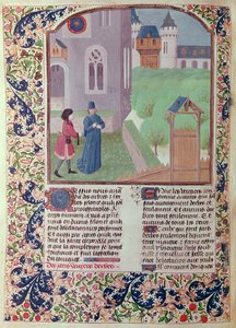 Ms 5064 f.202v The Orchard, illustration från Le Livre des Prouffitz Champestres av Pietro de Crescenzi (1230-132021) av French School