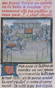 Ms 5190 f.88 A Tournament in London: Jousting, från Froissarts Chronicles av French School