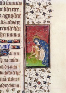 Ms 62, f.205r: Virgin and Child, detalj från en fransk timbok, c.1445-50 (vellum) av French School