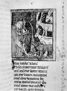 Ms Fr 1581 Noble hovrätt, illustration från Roman de Renart av French School