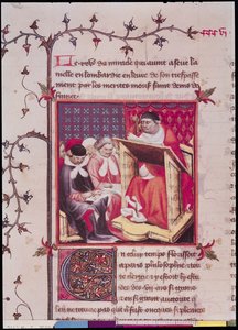 Fr 2608 Fol.295v Professor vid universitetet i Paris, från Grandes Chroniques de France, ca 1400 av French School