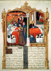 Fr 2829 fol.90 Mirakel vid St. Louis grav, från Le Livre des Faiz de Monseigneur Saint Louis av French School