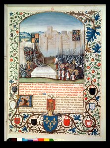 Fr 82 Fol.59 De burgundiska och engelska arméerna, från Anciennes Chroniques dAngleterre, av Jean Batard de Wavrin, ca 1470-80 av French School