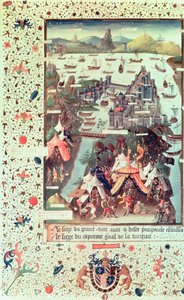 Ms Fr 9087 f.207v Belägringen av Konstantinopel 1453, från Le Voyage dOutremer av Bertrandon de la Broquiere, c.1450-75 av French School