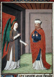 Ms Hunter 368 f.17v Angel, c.1460 (vellum) av French School