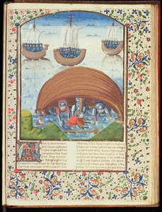 Ms Hunter 371 f.147r Fate of Seleucus, from The Fall of Princes, av Giovanni Boccaccio (1313-75) 1467 av French School