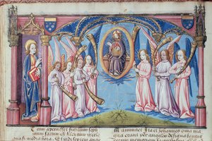 Ms Hunter 398 v.2.18 f.17v Angels, från Apocoalypsis S. Joannis av French School