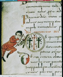Ms Lat 1248 fol.76v Historikerad initial O, från Sacramentary of Gellone av French School