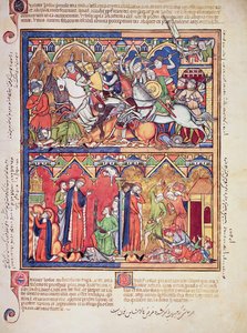 Ms M 638 fol.10r Joshua, från Morgan Picture Bible, c.1244-54 av French School
