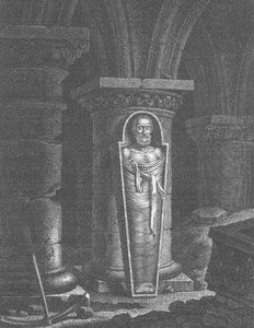 Mumie av Henri IV (1553-1610), kung av Frankrike, grävd upp av revolutionärerna vid basilikan Saint-Denis, 14-25 oktober 1793 av French School