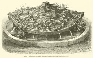 Etnografiskt museum, Quonncacha Monolith Fountain, Peru (gravyr) av French School