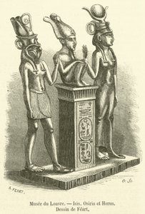 Louvren, Isis, Osiris och Horus (gravyr) av French School