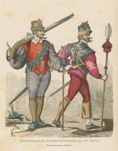 Musketör och infanteriofficer, 1500-talet av French School