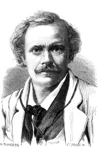 NADAR (Gaspard Felix TOURNACHON) (1820-1910), fransk författare, serietecknare, flygfart och fotograf. Gravyr 1867 av French School