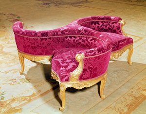 Napoleon III kärleksstol (trä & sammet)
