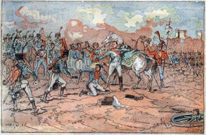 Napoleon I, sårar framför Regensburg av French School