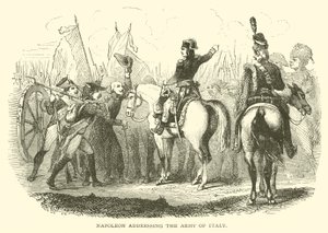 Napoleon talar till Italiens armé (gravyr) av French School