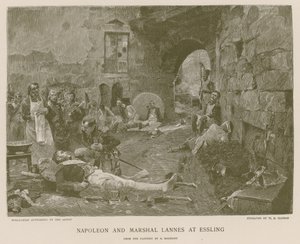 Napoleon och marskalk Lannes vid Essling av French School