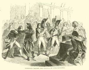 Napoleon inför rådet på femhundra (gravyr) av French School