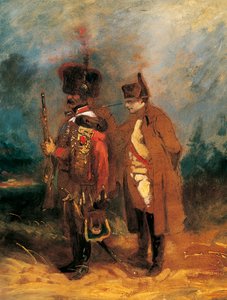 Napoleon under Frankrikes försvar 1814 (olja på duk) av French School