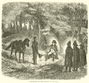Napoleon i skogen i Hanau (gravyr) av French School