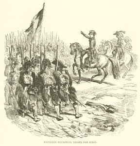 Napoleon granskar trupper för Spanien (gravyr) av French School