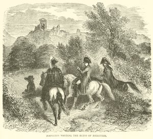 Napoleon besöker ruinerna av Dierstein (gravyr) av French School