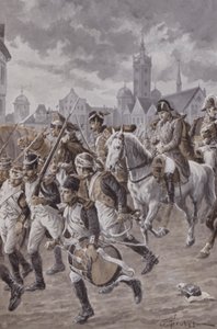 Napoleon med sin armé (litografi) av French School