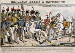 Napoleon sårad i Regensburg - bild av Epinal av French School
