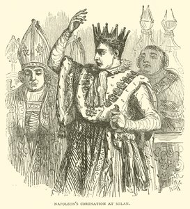 Napoleons kröning i Milano (gravyr) av French School