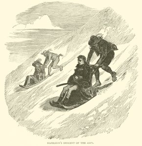 Napoleons nedstigning av alperna (gravyr) av French School