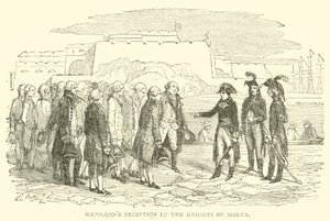 Napoleons mottagning av riddarna av Malta (gravyr) av French School