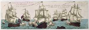 Sjöinsatser mellan den franska och engelska flottan under den amerikanska revolutionen 1778 av French School