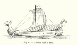 Skandinaviskt skepp (gravyr) av French School