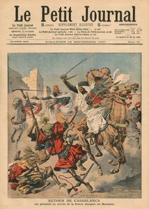 Nära Casablanca laddar goumiers mot marockanerna, illustration från 