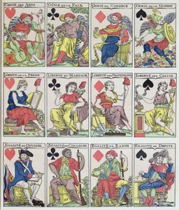 Nya spelkortsdesigner från den franska revolutionen, 1793 av French School